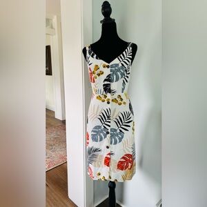 Monteau Los Angeles Women's Rayon Linen Tropical Sleeveless Sun Dress small